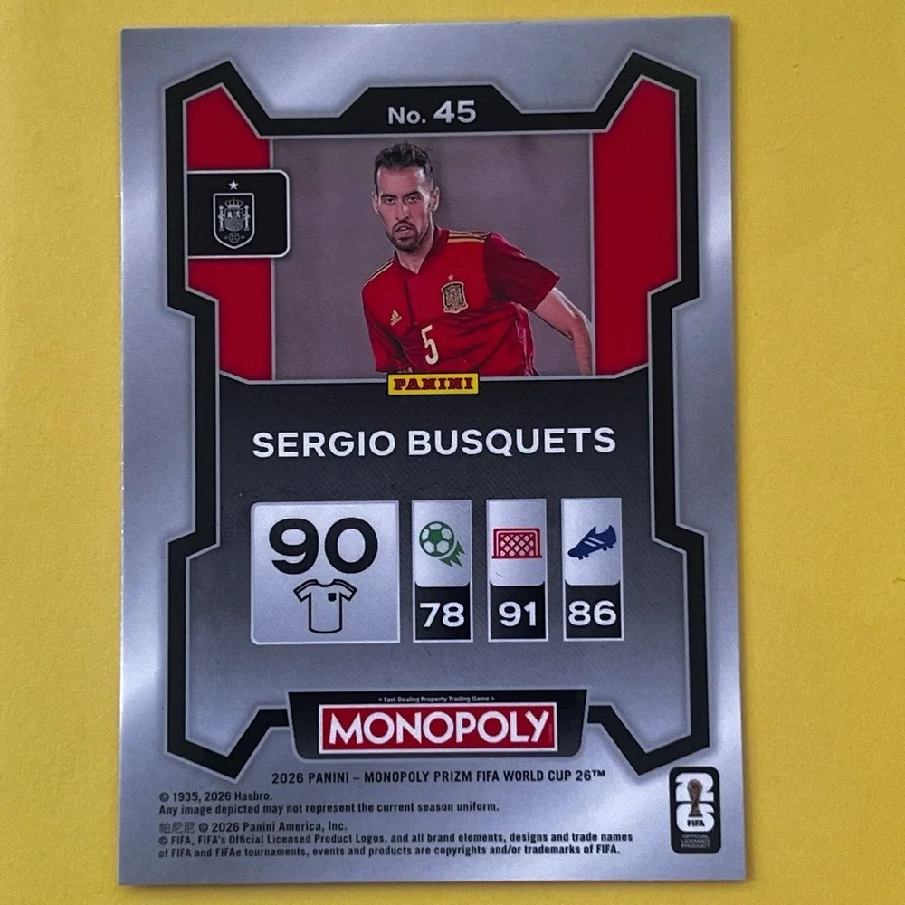 2026 Panini Prizm Monopoly FIFA World Cup Sergio Busquets Silver Prizm Spain #45